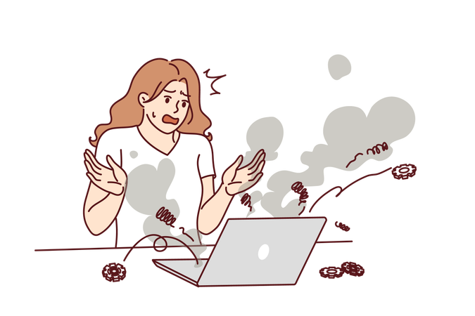 Frustrated woman is having overloaded work  Illustration