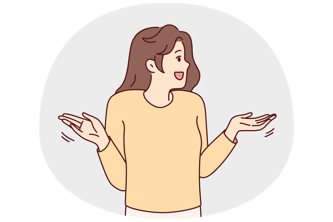イライラした女性が不思議そうに手振りをする  イラスト