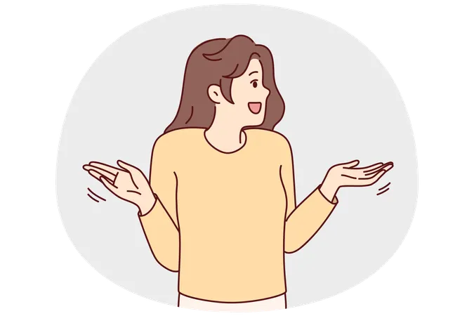 イライラした女性が不思議そうに手振りをする  イラスト