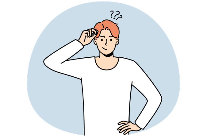 Frustrated young man think of problem solution  Illustration