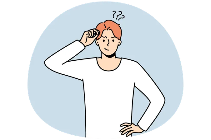 Frustrated young man think of problem solution  Illustration