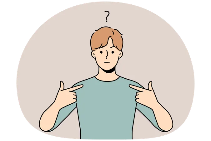 Frustrierter Mann fühlt sich verwirrt und zeigt auf sich selbst  Illustration