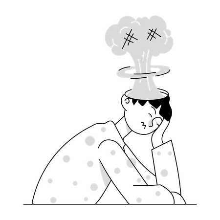 Frustrierter Mitarbeiter, der zu viel grübelt  Illustration