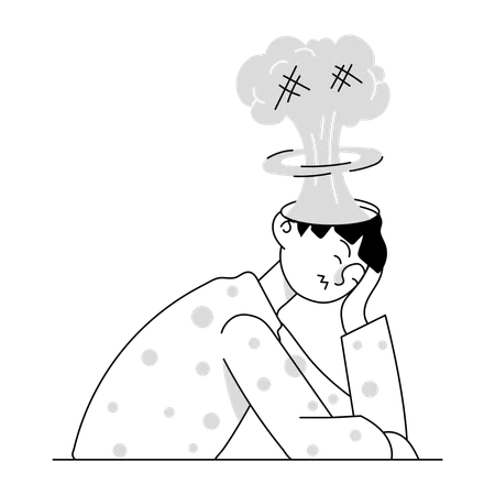 Frustrierter Mitarbeiter, der zu viel grübelt  Illustration