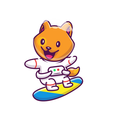 Fuchs-Astronaut auf Skateboard  Illustration