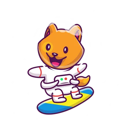 Fuchs-Astronaut auf Skateboard  Illustration