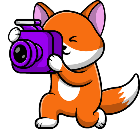 Fox Fotograf beim Fotografieren  Illustration