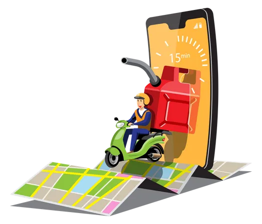 Big Isolated Motorcycle Vector Colorful Icons Flat Illustrations Of Delivery By Motorcycles Through GPS Tracking Location Delivery Bike Fuels Gas Gasoline Delivery Instant Delivery Online Delivery イラスト