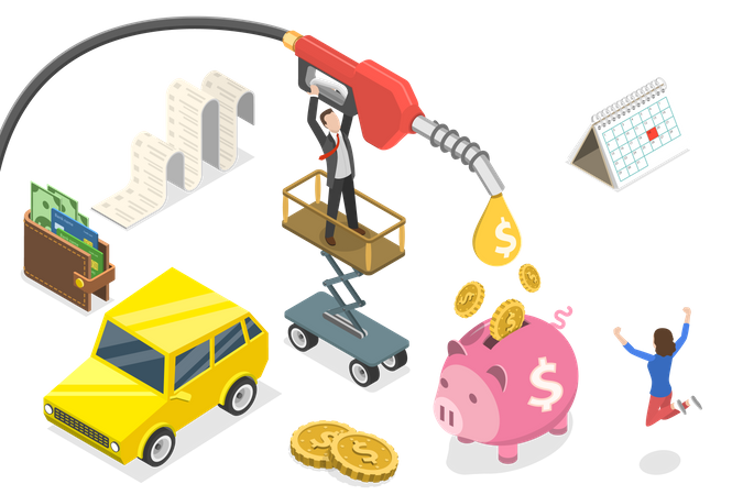 Fuel Economy, Reducing Fuel Consumption and Saving Money on Gasoline  Illustration