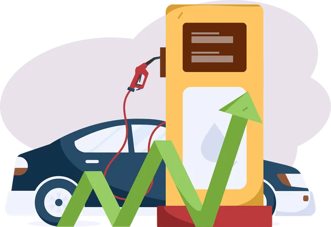 Fuel price increase at fuel pump  Illustration