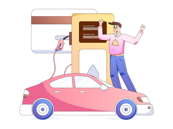 Fueling procedure in car  Illustration