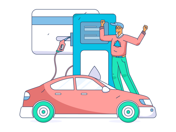 Fueling procedure in car  Illustration