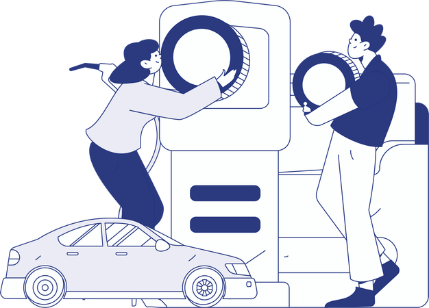 Fueling procedure in car  Illustration