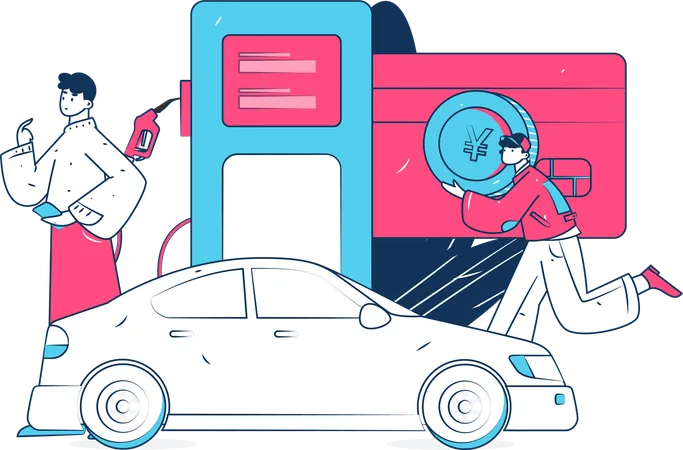 Fueling procedure in car  Illustration