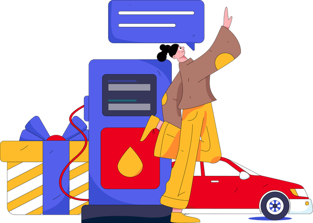 Fueling procedure in car  Illustration