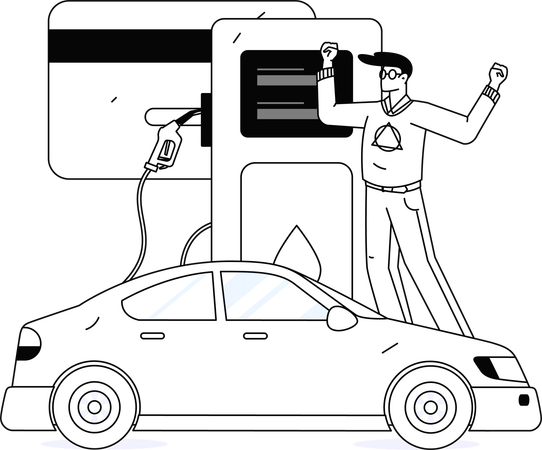 Fuelling procedure in car  Illustration