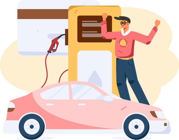 Fuelling procedure in car  Illustration