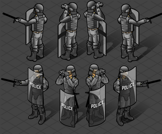 Fuerza policial en alerta máxima  Ilustración