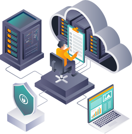 Führend in der Entwicklung von Business-Cloud-Server-Daten  Illustration