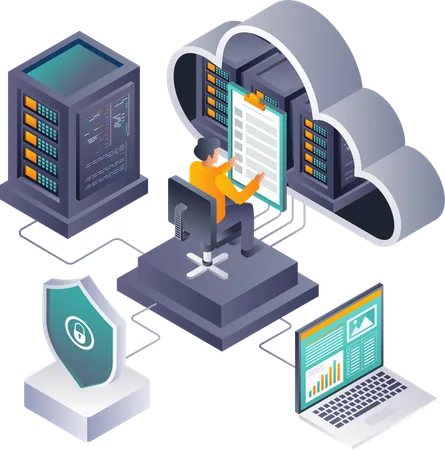 Führend in der Entwicklung von Business-Cloud-Server-Daten  Illustration