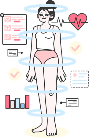 Full body checkup of girl  Illustration