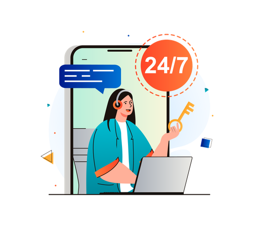 Full day customer support service  Illustration