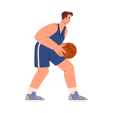 Full length basketball player doing ball throw  Illustration