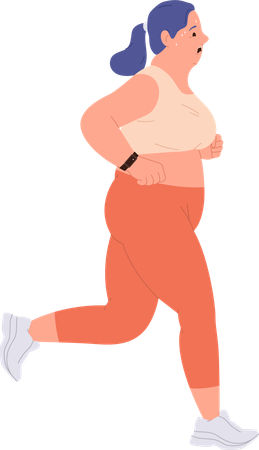 Full obese woman running  Illustration