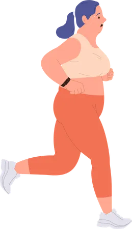 Full obese woman running  Illustration