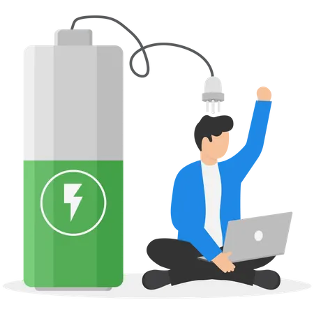 Full Recharge Energize Motivation To Success In Work Productive And Efficiency Aspiration Or Enthusiastic Concept Illustration
