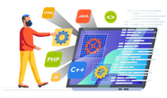 Best Premium Full Stack Developer Illustration Download In PNG Vector 