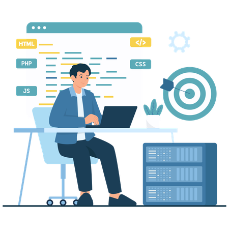 Full Stack Developer at Work  Illustration