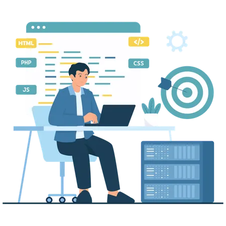 Full Stack Developer at Work  Illustration