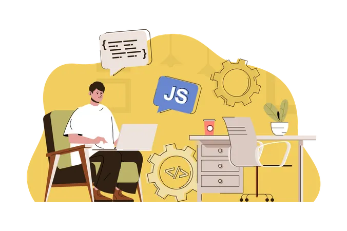 Full stack Javascript developer Illustration