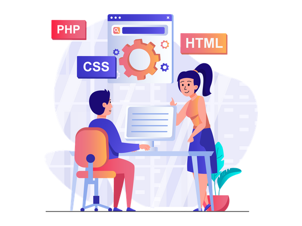 Full stack web developers  Illustration