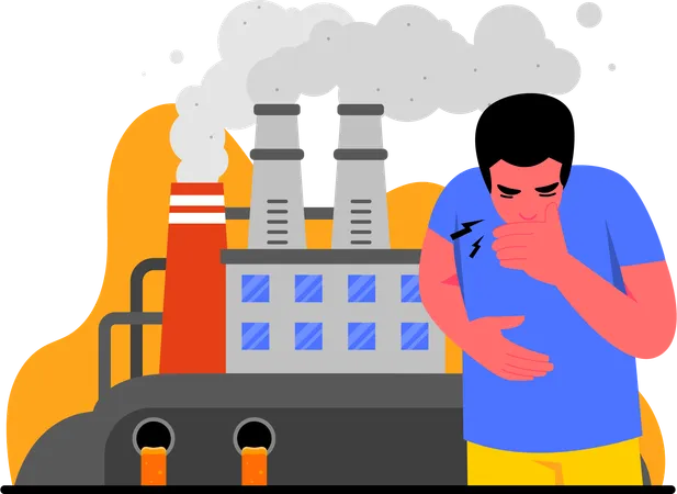 La fumée d'usine pollue l'air  Illustration