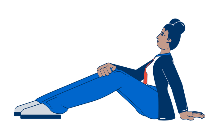 Funcionária negra casual sentada  Ilustração
