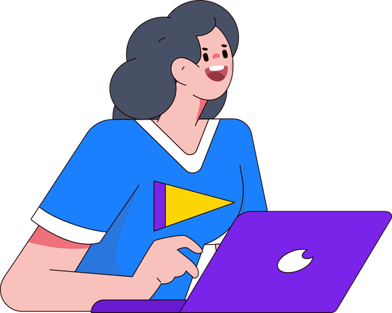 Funcionária usando laptop  Ilustração