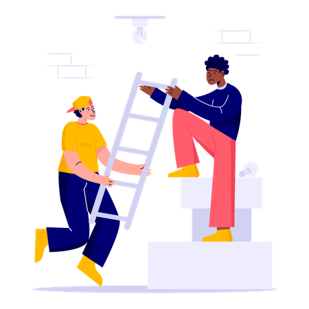 Funcionário Ajudando outros a resolver problemas  Ilustração