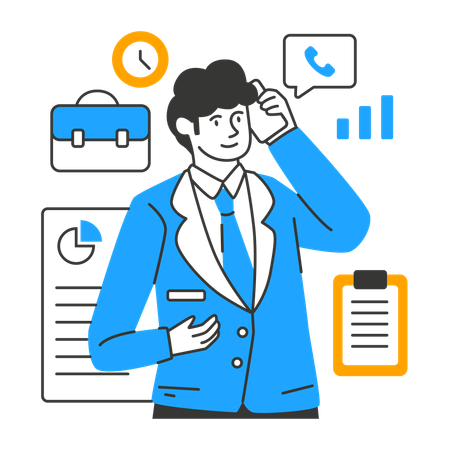 Funcionário analisa dados do mercado de ações  Ilustração