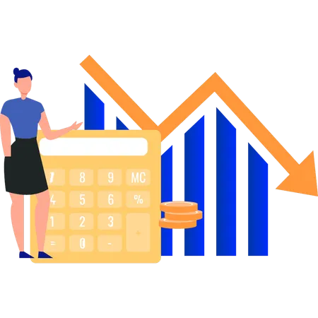 Funcionária calcula suas perdas  Ilustração