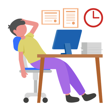 Funcionário cansado no local de trabalho  Ilustração