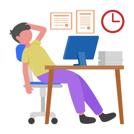 Funcionário cansado no local de trabalho  Ilustração
