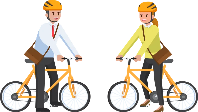 Empregado de negócios viajando de bicicleta  Ilustração