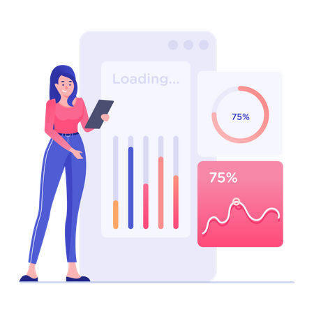 Funcionário de marketing analisando cenário de mercado  Ilustração