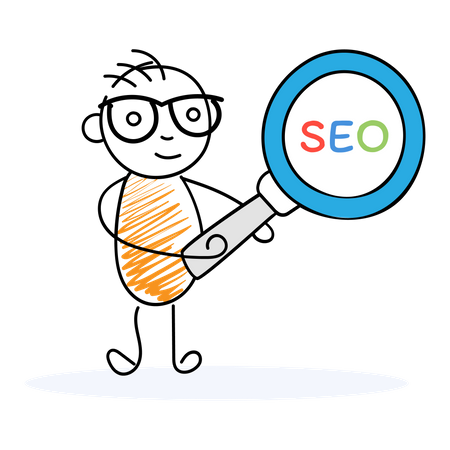 Funcionário de marketing trabalhando em SEO  Ilustração