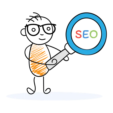 Funcionário de marketing trabalhando em SEO  Ilustração