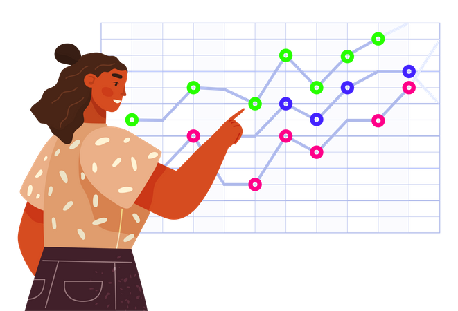 Funcionário de negócios fazendo apresentação sobre análise de dados  Ilustração