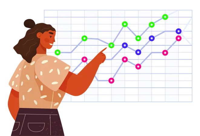 Funcionário de negócios fazendo apresentação sobre análise de dados  Ilustração