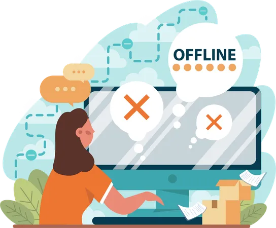 Funcionário de negócios ficando offline  Ilustração